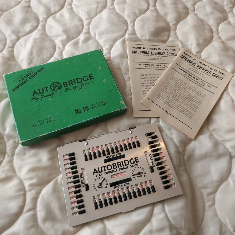 Vintage 1957 Autobridge Play-Your-Self Bridge Game Deluxe Pocket Model No. PA